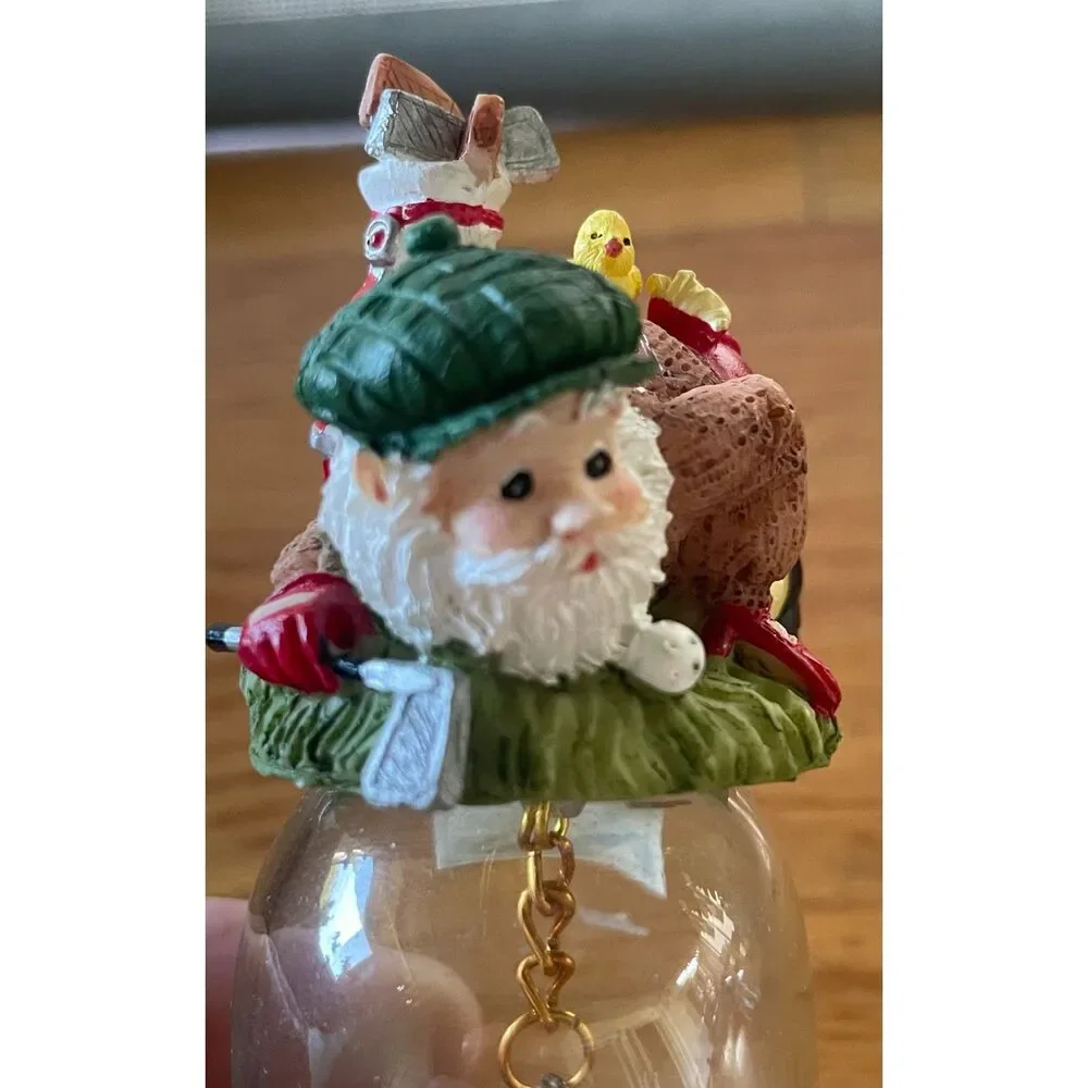 Vintage Giftcraft Golf Gnome Glass Bell Mouse Golf Ball Clapper Collectible